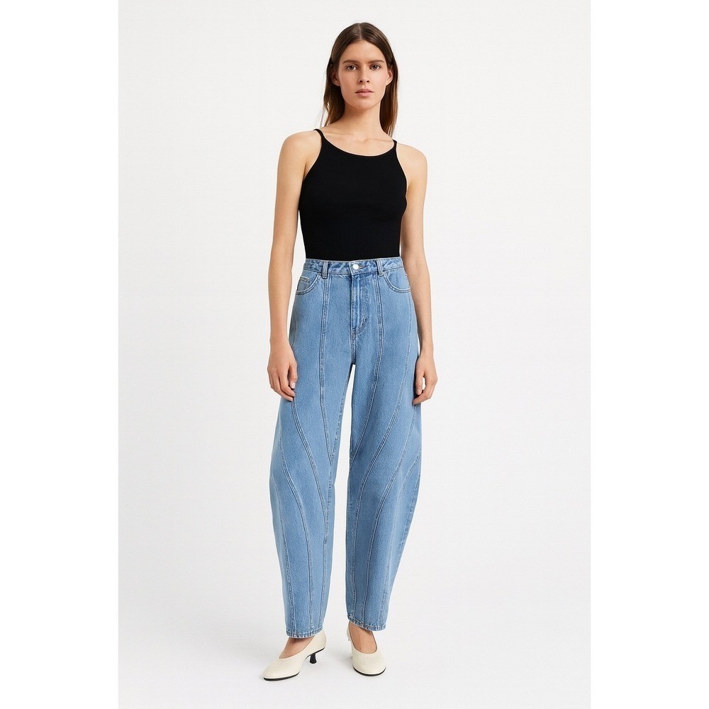 Micas LIGHT‎ WASH BLUE Wide-leg jeans with buttons Size XL